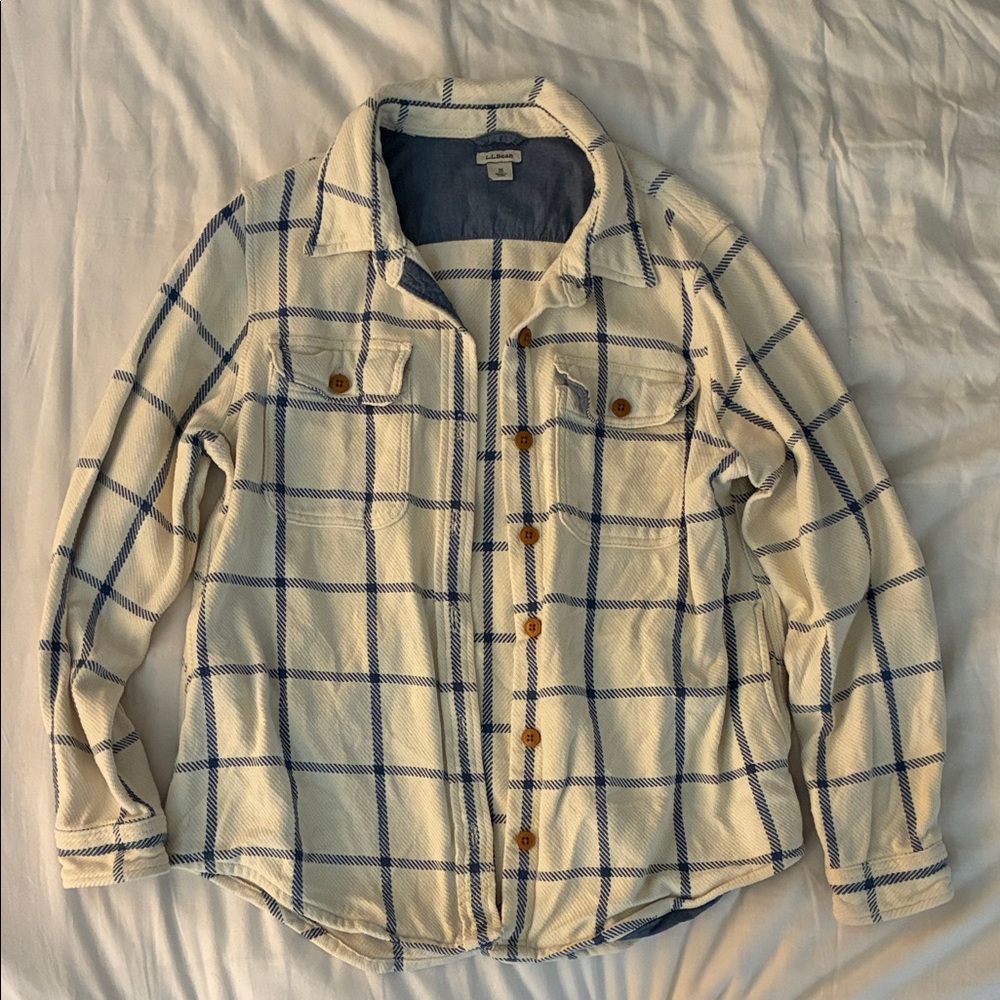 LL Bean plaid button-up shacket
